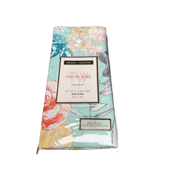 Tabitha Webb NEW Phoenix Floral Home Collection Indoor/Outdoor Napkins Set of 4 - Picture 1 of 2